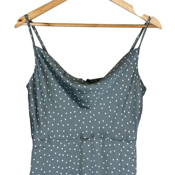NWT Lulus Mini Dress Womens S Sage Polka Dot Satin Slip Cowl Neck Date Night - Picture 4 of 9